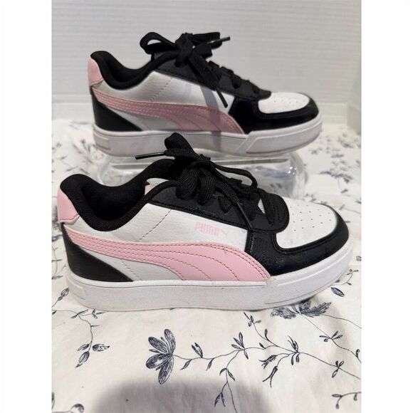 PUMA kids  Sneakers Size 13 Black White Pink Casual Athletic Shoes - Picture 2 of 7